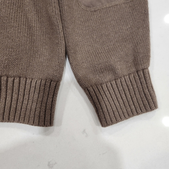 Duluth Trading Co Men XL 1/4 Zip Mock Neck Wool Blend Knit Sweater Elbow Patches - Picture 6 of 12